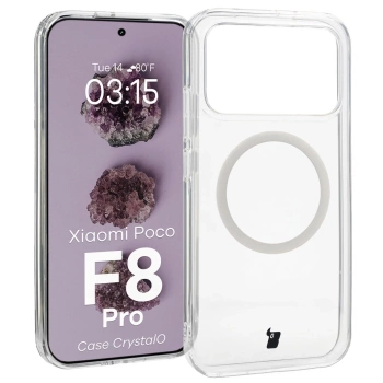 Etui z pierścieniem magnetycznym Bizon Case CrystalO do Xiaomi POCO F8 Pro, przezroczyste