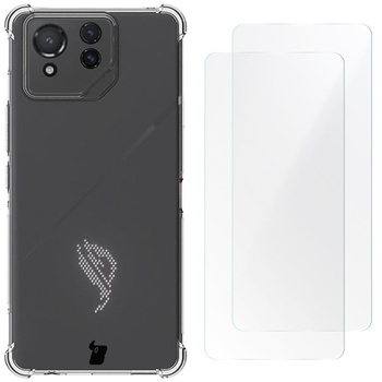 Etui + 2x folia Bizon Case Clear Pack do Asus ROG Phone 8 Pro, przezroczyste