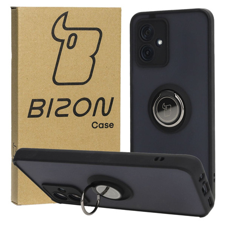 Etui z uchwytem na palec Bizon Case Hybrid Ring do Motorola Moto G54 5G, przydymione z czarną ramką