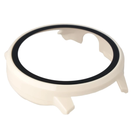 Etui ze szkłem do zegarka Bizon Case+Glass Watch do Garmin Venu 4 45 mm, beżowe