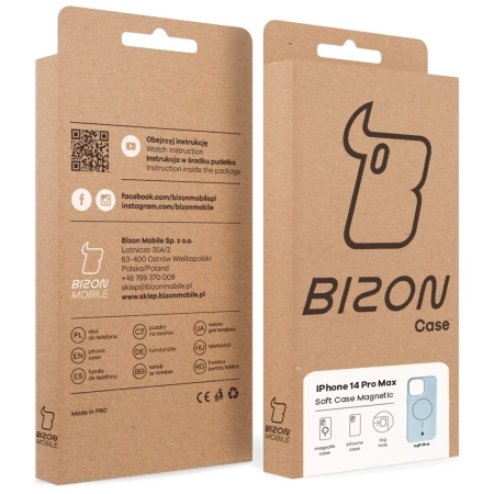 Silikonowe etui z pierścieniem magnetycznym Bizon Soft Case Magnetic do iPhone 14 Pro Max, błękitne