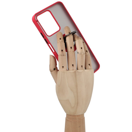 Etui z uchwytem na palec Bizon Case Hybrid Ring do Realme C33 / C30 / Narzo 50i Prime, przydymione z czerwoną ramką