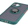 Etui z uchwytem na palec Bizon Case Hybrid Ring do iPhone 17, przydymione z ciemnozieloną ramką