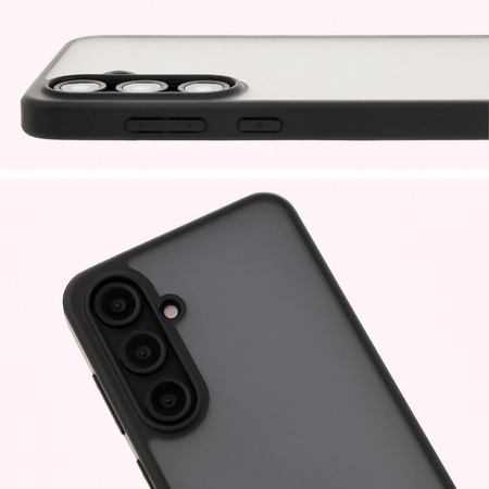 Etui Bizon Case Angelo do Galaxy S24 FE, półprzezroczyste z czarną ramką
