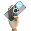 Etui z uchwytem na palec Bizon Case Hybrid Ring do Xiaomi Redmi Note 12 Pro+ 5G, przydymione z jasnoniebieską ramką