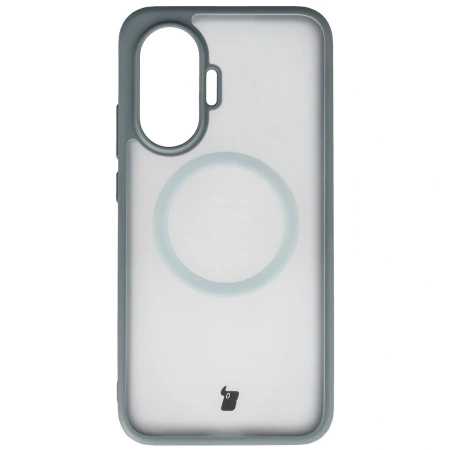 Etui z pierścieniem magnetycznym Bizon Case MatteO do Xiaomi POCO F7, przydymione-szare