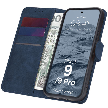 Etui z klapką Bizon Case Pocket do Google Pixel 9 / 9 Pro, granatowe