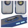 Etui z uchwytem na palec Bizon Case Hybrid Ring do iPhone 17 Pro, przydymione z granatową ramką