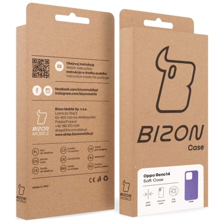 Silikonowe etui Bizon Soft Case do Oppo Reno 14, fioletowe