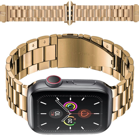 Pasek ze stali nierdzewnej Bizon Strap Watch Aura do Apple Watch 49/46/45/44/42 mm, różowozłoty