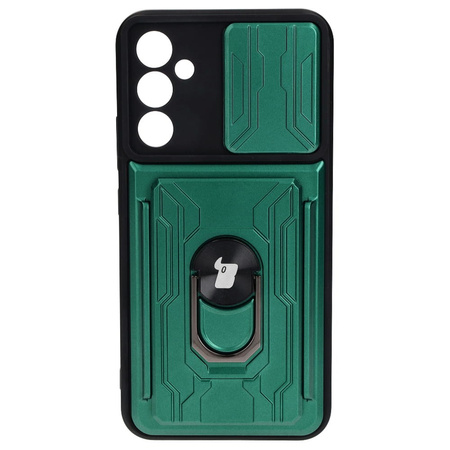 Etui Bizon Case Camshield Card Slot Ring do Samsung Galaxy A34 5G, zielone