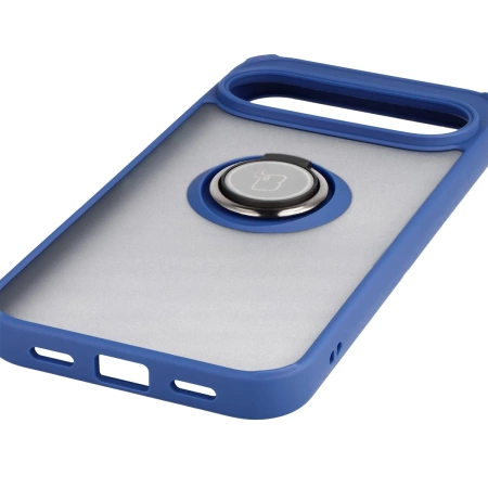 Etui z uchwytem na palec Bizon Case Hybrid Ring do Google Pixel 10 Pro XL, przydymione z granatową ramką