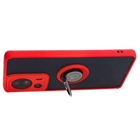 Etui z uchwytem na palec Bizon Case Hybrid Ring do Xiaomi 13 Lite, przydymione z czerwoną ramką