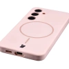 Silikonowe etui z pierścieniem magnetycznym Bizon Soft Case Magnetic do Galaxy S24, jasnoróżowe