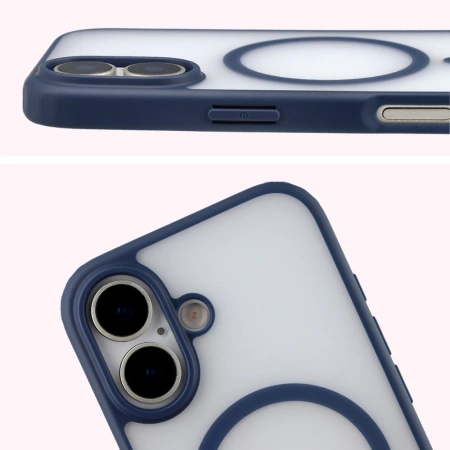 Etui z pierścieniem magnetycznym Bizon Case MatteO do iPhone 17, przydymione-granatowe