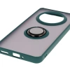 Etui z uchwytem na palec Bizon Case Hybrid Ring do Realme 14 Pro 5G, przydymione z ciemnozieloną ramką