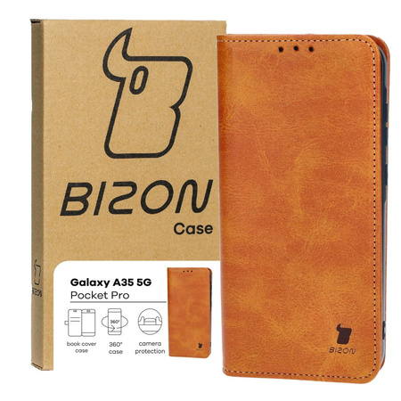Etui z klapką Bizon Case Pocket Pro do Galaxy A35 5G, brązowe